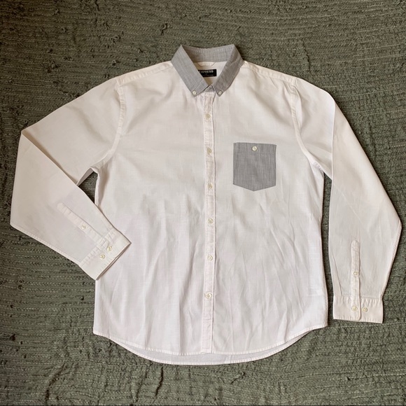 EXPRESS Collar contrast Long Sleeve Button Down - Picture 8 of 8
